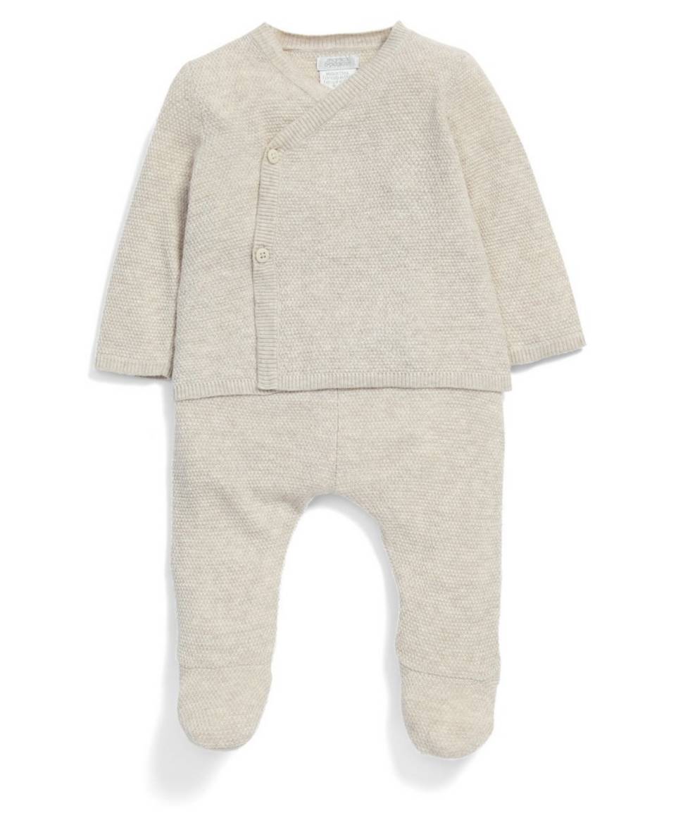 Knitted wrap top and leggings set Baby knitted set