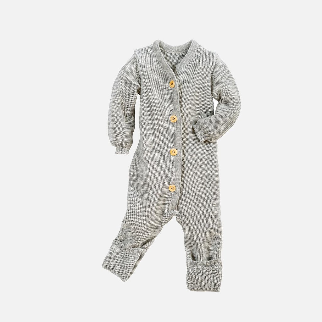 Organic merino knit overall Knitted baby suit