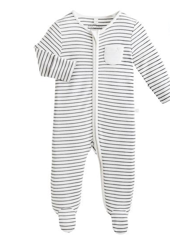 Organic zip-up sleepsuit Striped sleepsuit