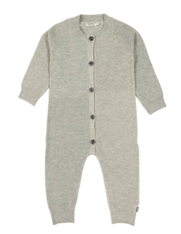 Knit button-up jumpsuit Baby grey knit jumpsuit