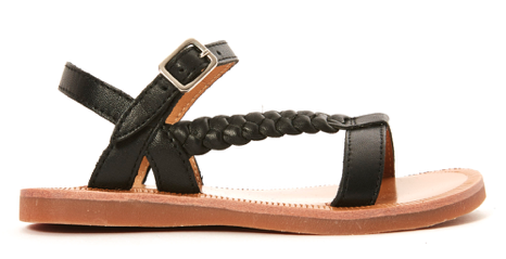 girls-black-leather-sandals