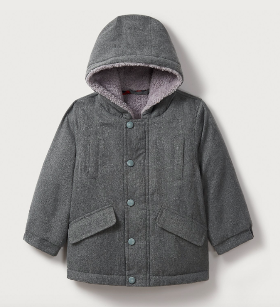 Brushed twill coat Boys grey coat