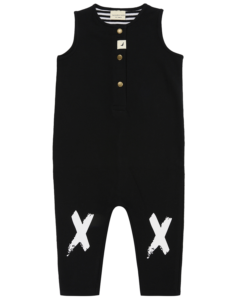 Knee kiss tank dungaree kids-black-dungarees