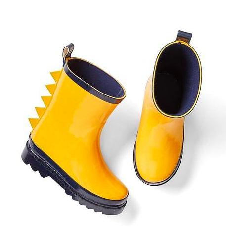 Dino plate rain boots kids-yellow-dinosaur-wellies