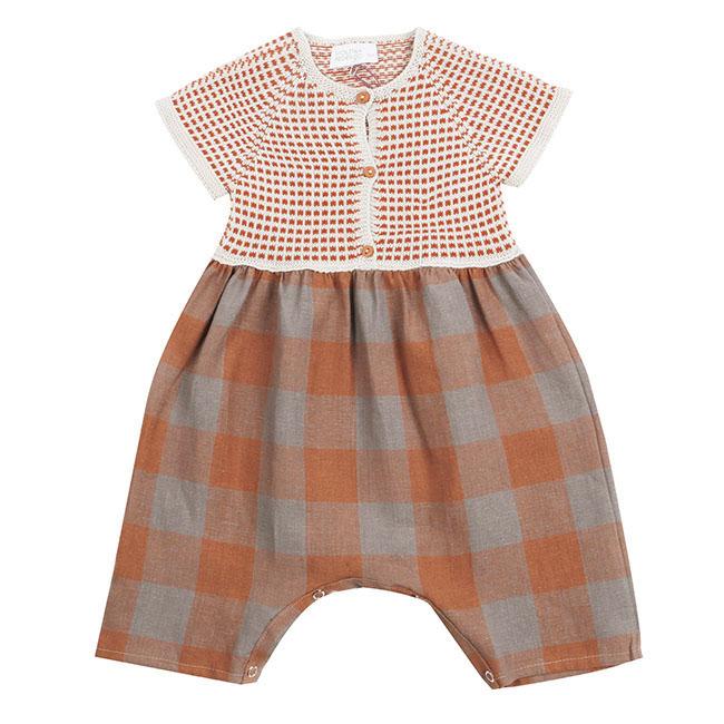 Rust knit romper check-baby-romper