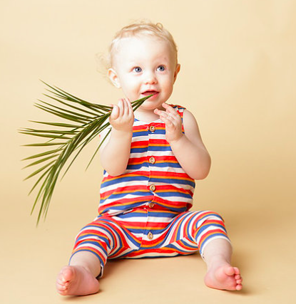 Multi stripe romper striped-romper