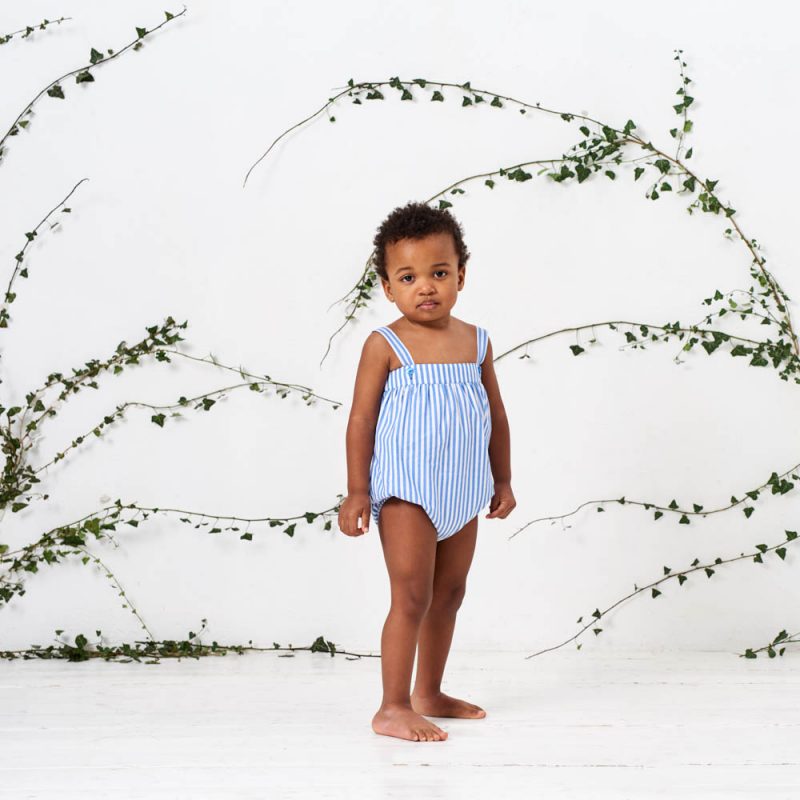 Baby dungarees blue-stripe-romper