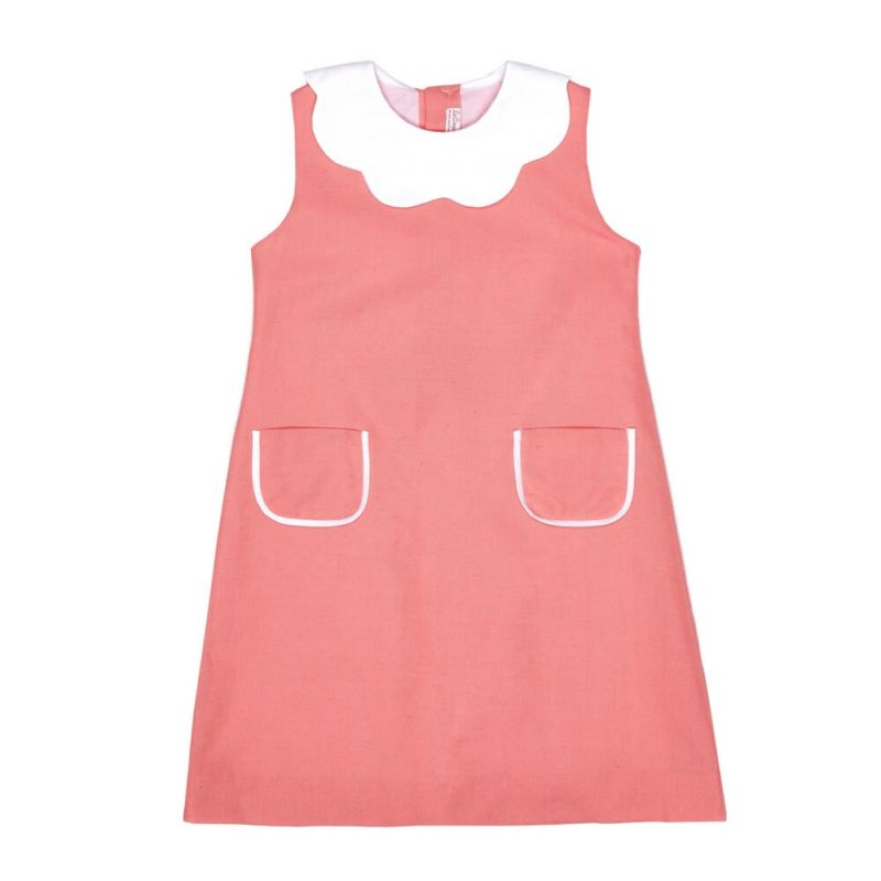 Coral dress coral-dress-with-white-collar