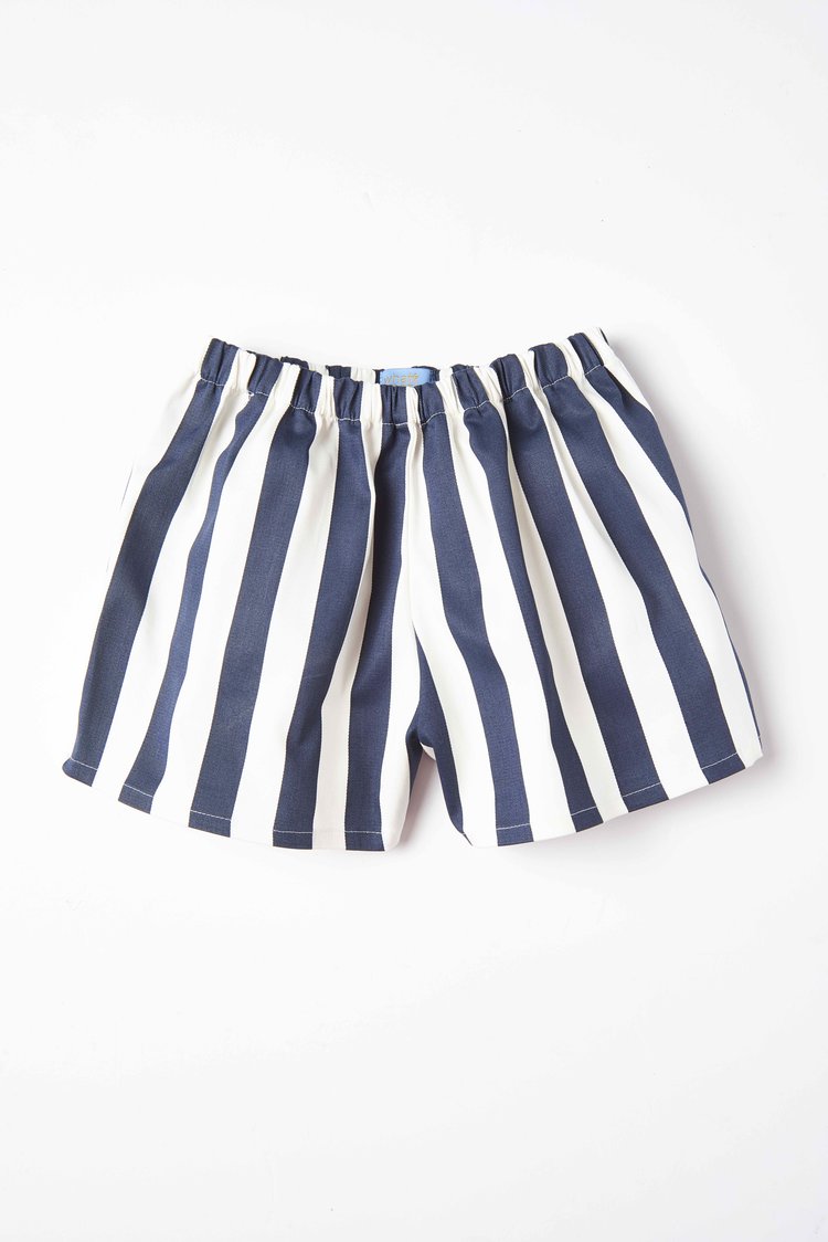 Balloon shorts navy-striped-shorts