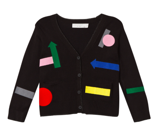 Black geometric shape cardigan black-print-kids-cardigan