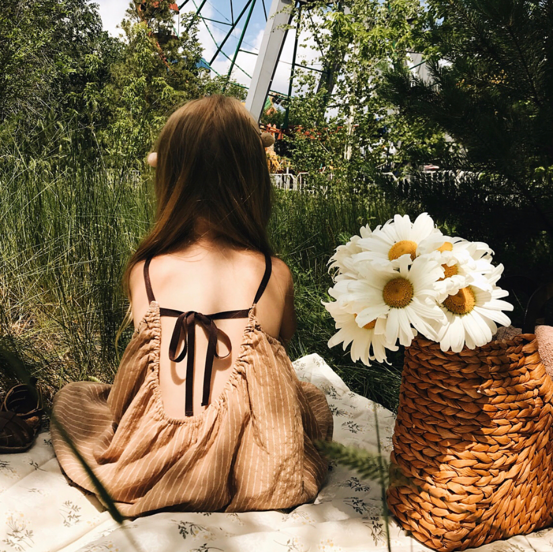 Oatmeal Melissa dress girls-tie-back-dress