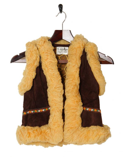 60s brown sheepskin gilet kids-vintage-sheepskin-gilet