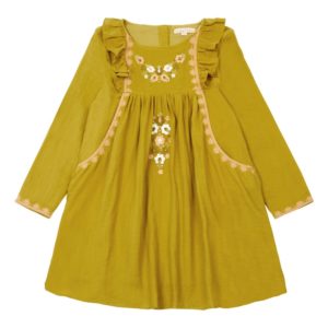 Ochre dress ochre-embroidered-frill-dress