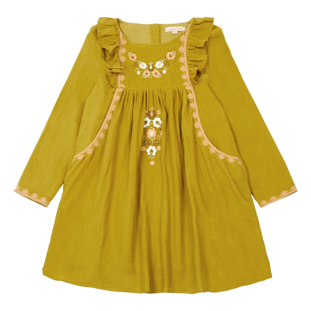 Ochre dress ochre-embroidered-frill-dress