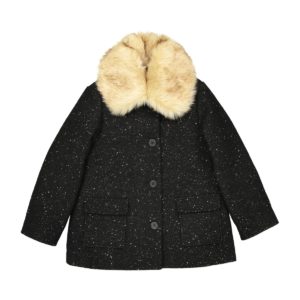 Removable collar coat girls-fur-collar-coat