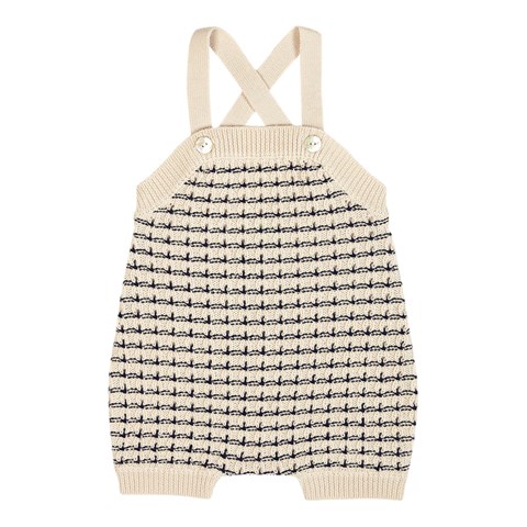 Intarsia overall cream-and-navy-knit-romper