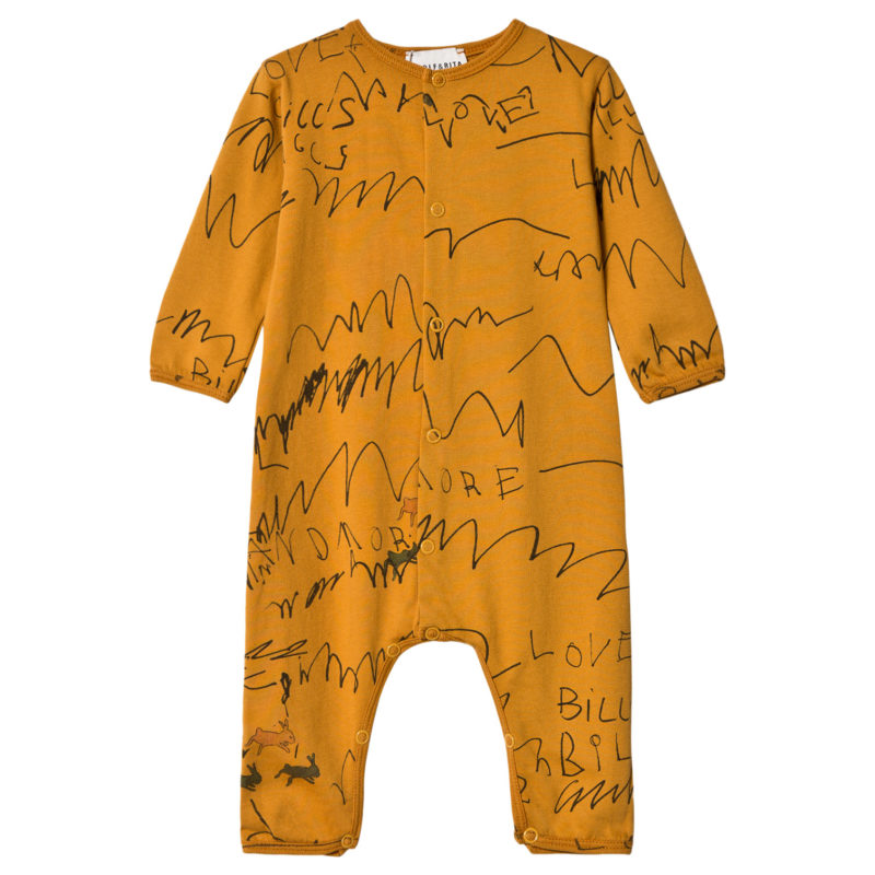 Mustard overall ochre-print-baby-romper