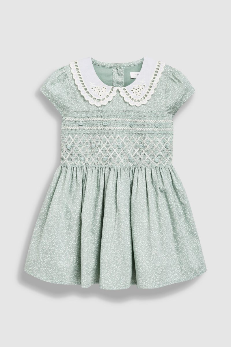 Mint shirred collar dress mint-collar-nostalgic-dress