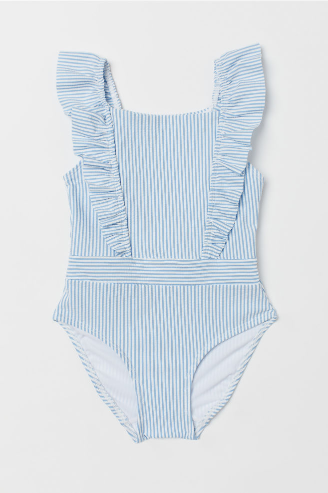 Frill swimsuit blue-striped-swimsuit