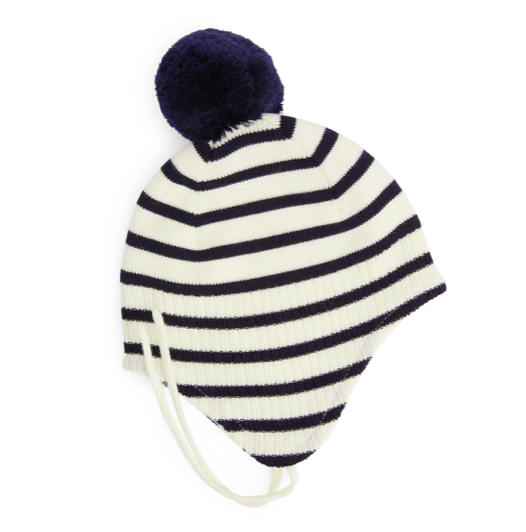 Striped bonnet striped-bonnet-with-pompom