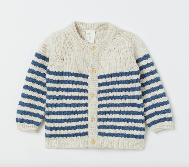 Slub knit cardigan striped-knitted-cardigan