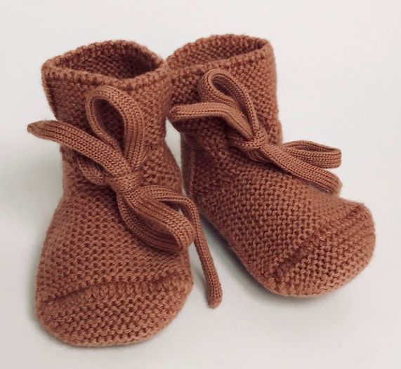 Wool booties brick-knit-baby-booties
