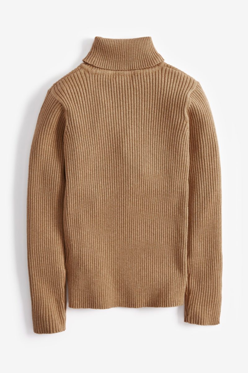 Roll neck top girls-tan-roll-neck-top