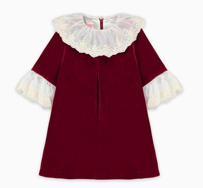 burgundy-velvet-collar-dress
