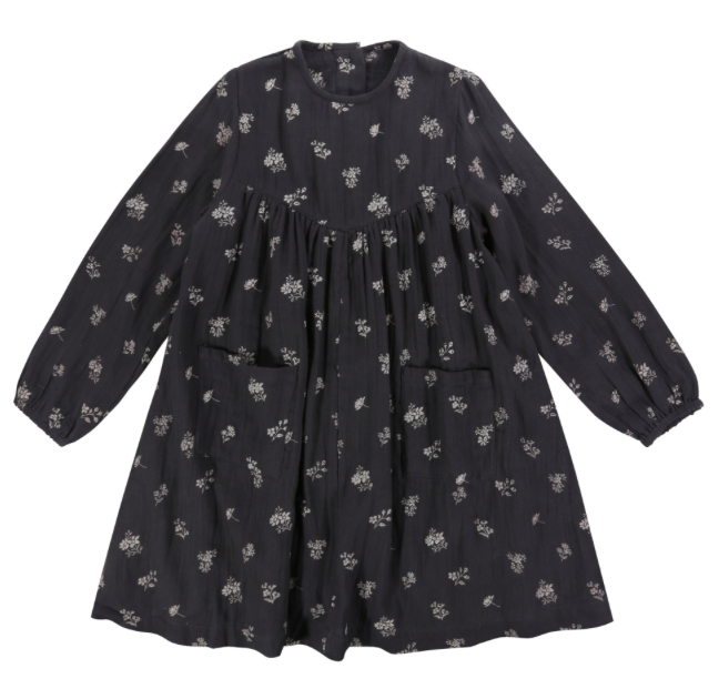 Charcoal floral dress charcoal-floral-muslin-dress