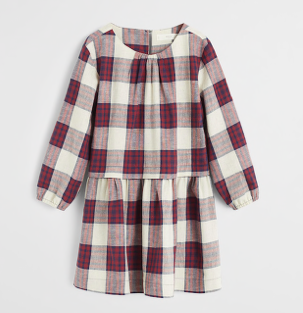 Checkered dress red-check-long-sleeve-dress