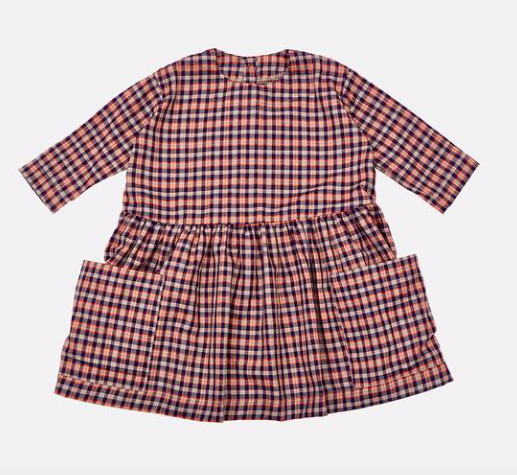 Check cotton pocket dress navy-check-cotton-pocket-dress