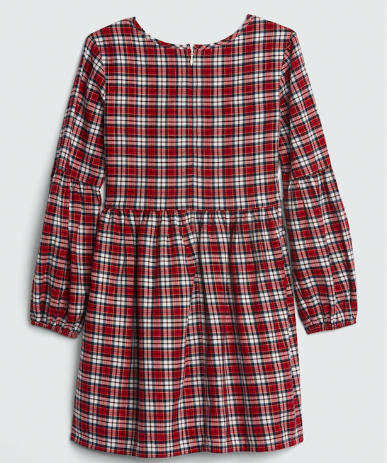 Red check dress red-check-balloon-sleeve-dress