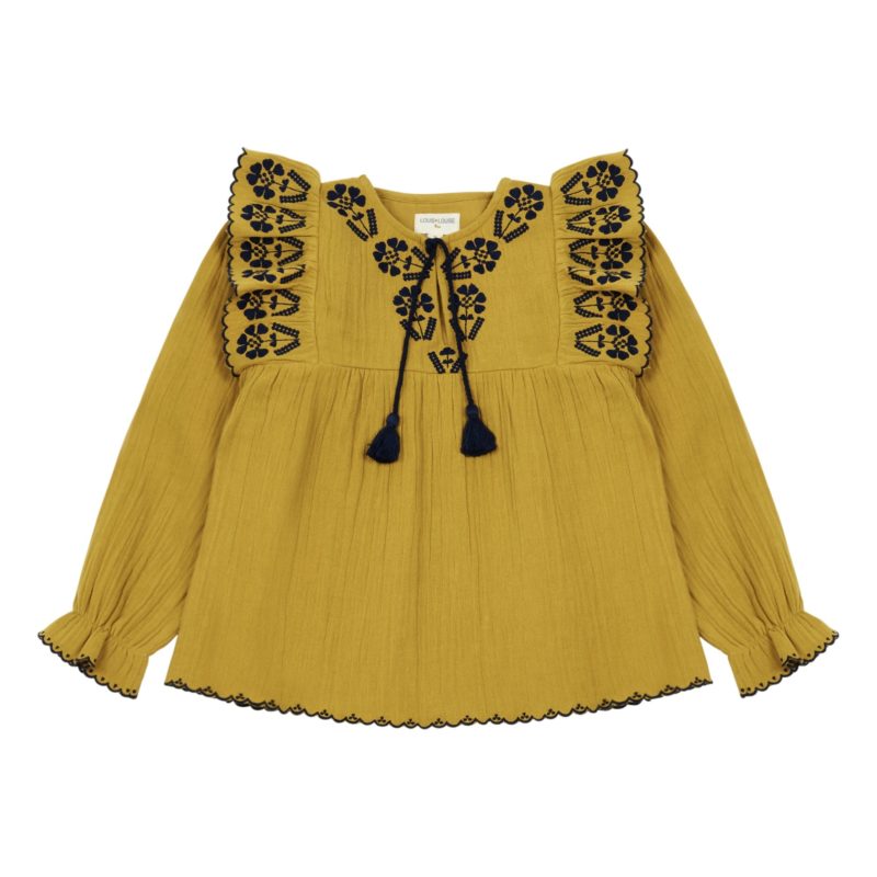 Mustard embroidered frill blouse mustard-embroidered-blouse