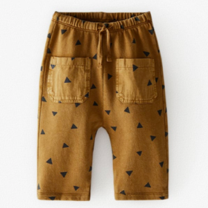 Brown kids printed trousers