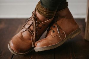 Brown leather kids boots