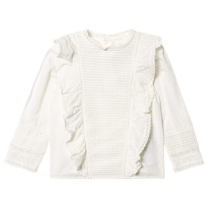 White Broderie anglaise pin tuck blouse