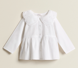 White pyjamas with embroidered collar