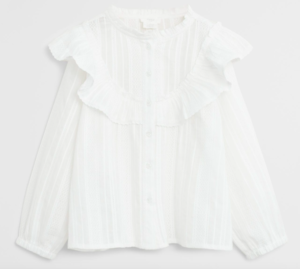 White ruffle blouse