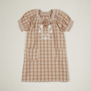 checked embroidered dress