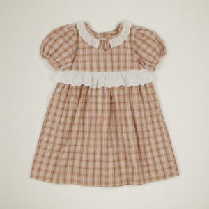 Check lace collar dress