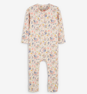 Floral print jersey sleepsuit