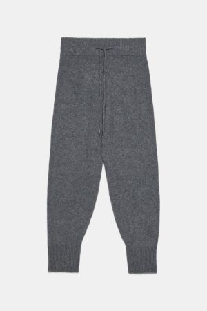 Grey knit jogging trousers