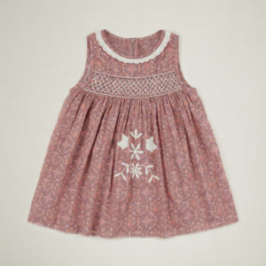 pink quilt print embroidered dress