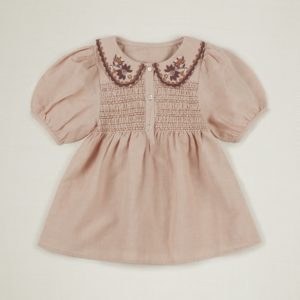 pink smocked collar blouse