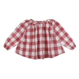 red gingham smock blouse