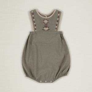 sage embroidered baby romper