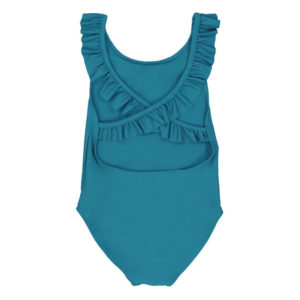 Blue frill back swimsuit