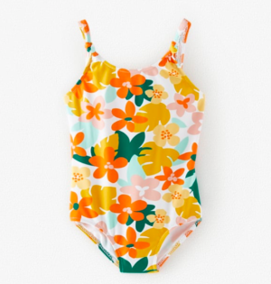 Girls retro floral swimsuit