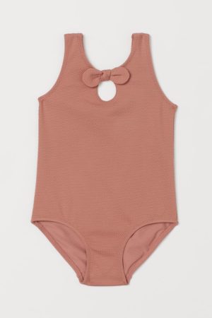 Rose textured bow swimsuit