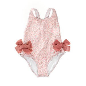 Pink flower bow swimsuit